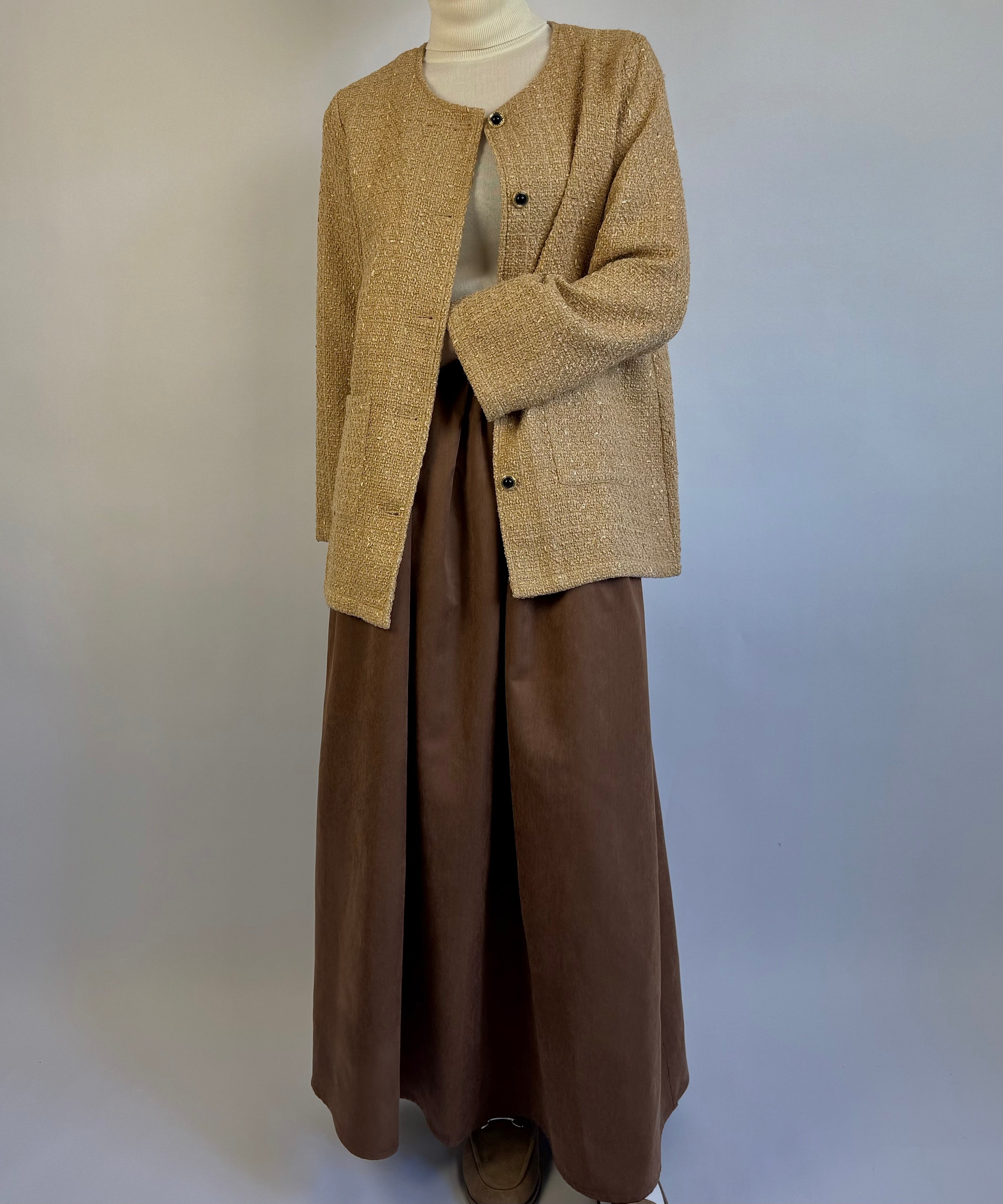 Veste ample en tweed sable