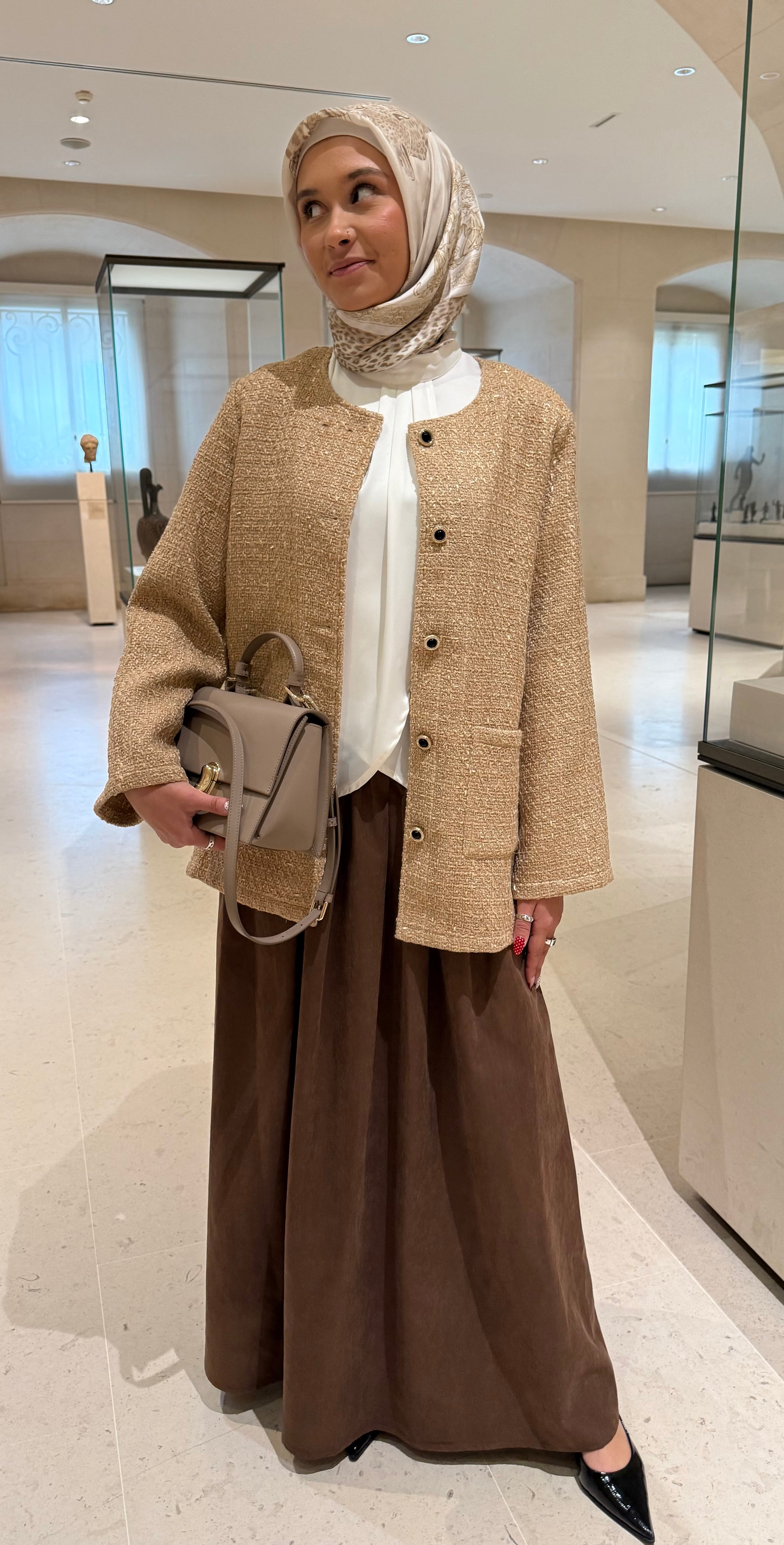 Veste ample en tweed sable