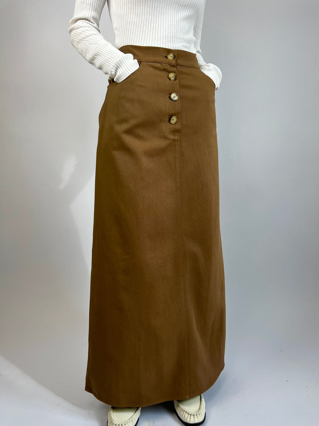Jupe à boutons camel