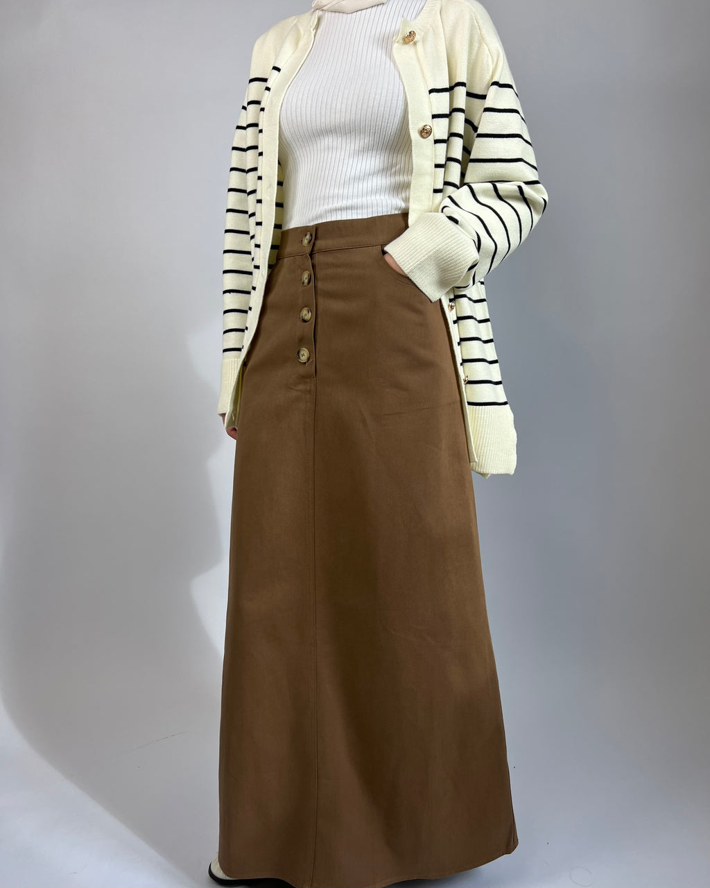 Jupe à boutons camel