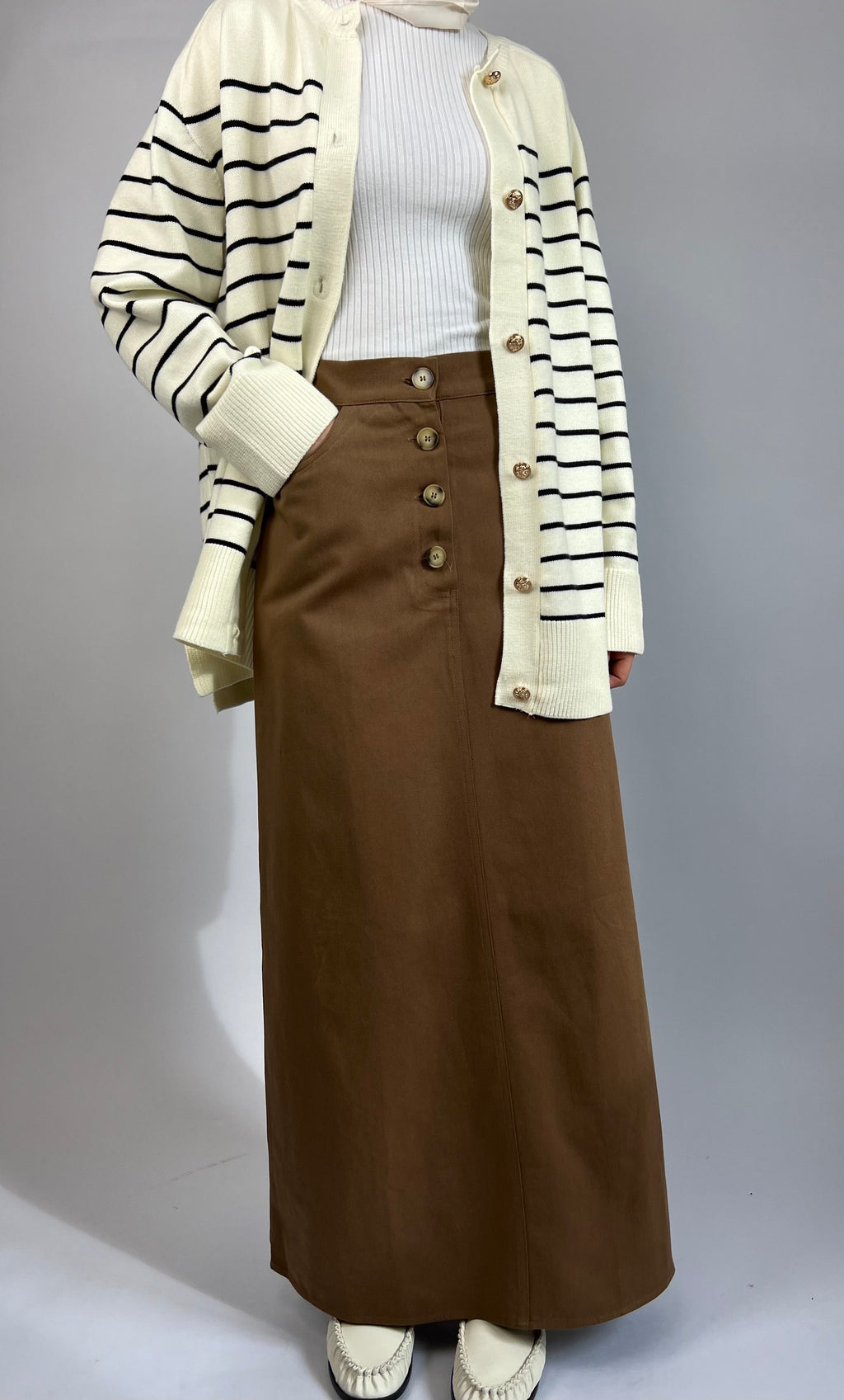 Jupe à boutons camel