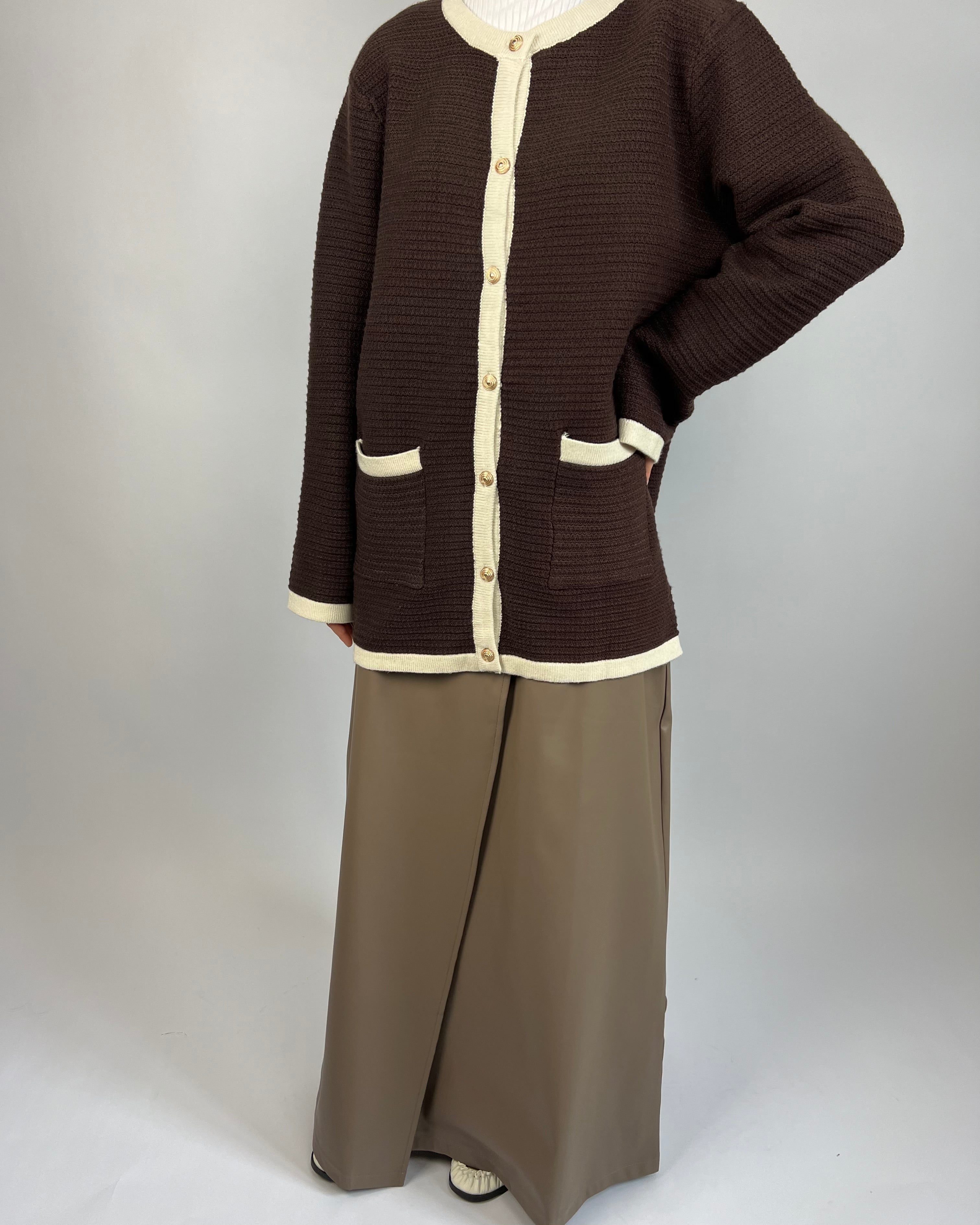 Cardigan bordé crème